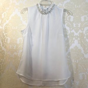 Beautiful pearl & gem beaded neck shirt